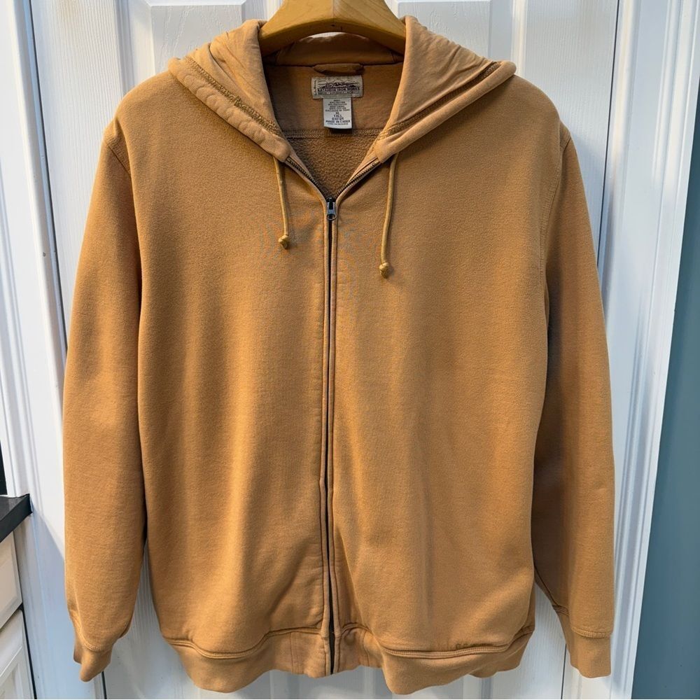 L.L. Bean Katahdin Iron Works Sherpa Lined Hooded Sweatshirt Tan Size XLT